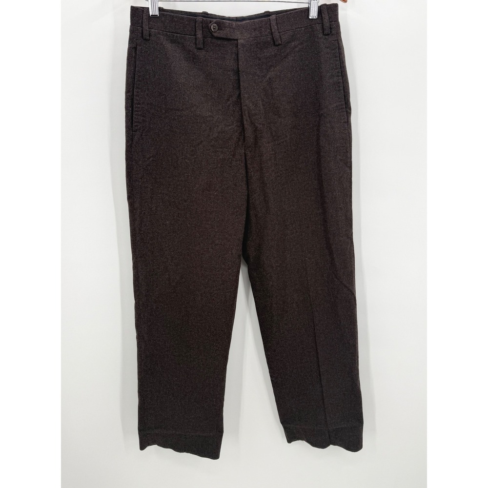 Kiton Napoli Mens Wool Dress Pants Sz 48 32x29.25 Brown Flat Front Made in Italy - Picture 2 of 10
